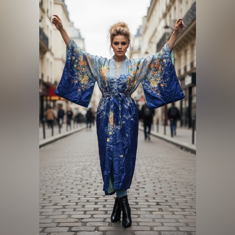 Vintage 60s raw silk kimono